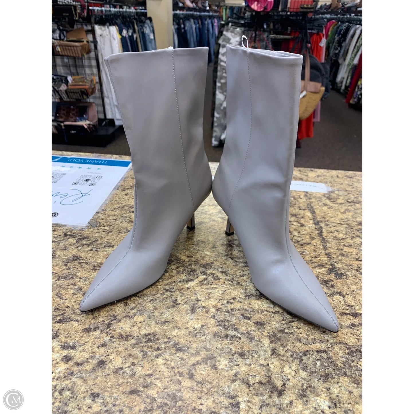 Boots Mid-calf Heels By H&m In Grey, Size: 8.5