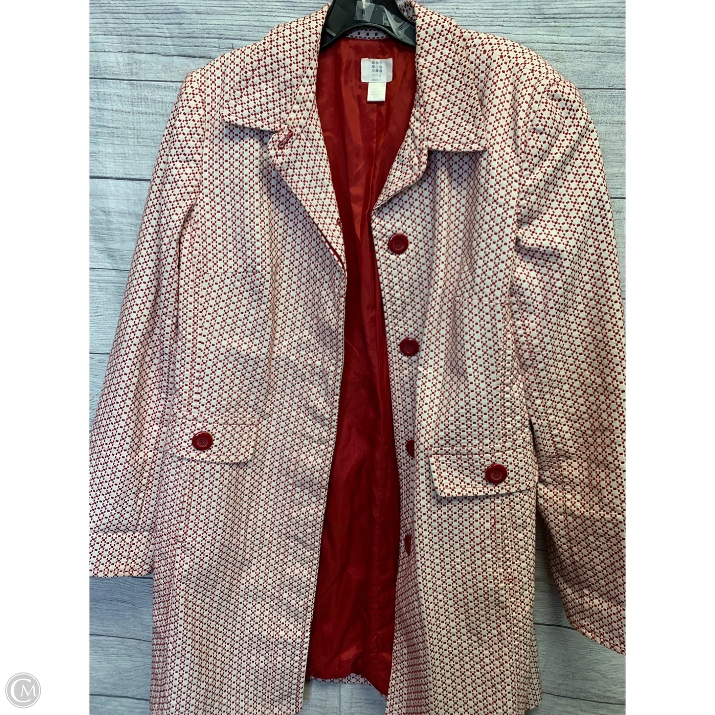Coat Peacoat By Apt 9 In Red & White, Size: 14