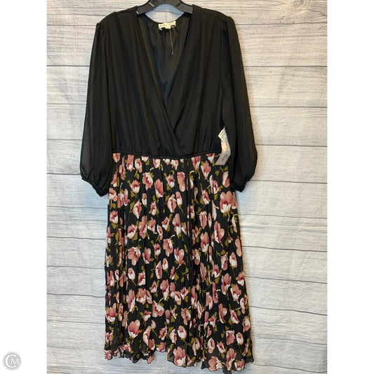 Dress Casual Midi By Indigo Rose In Black & Pink, Size: 2x
