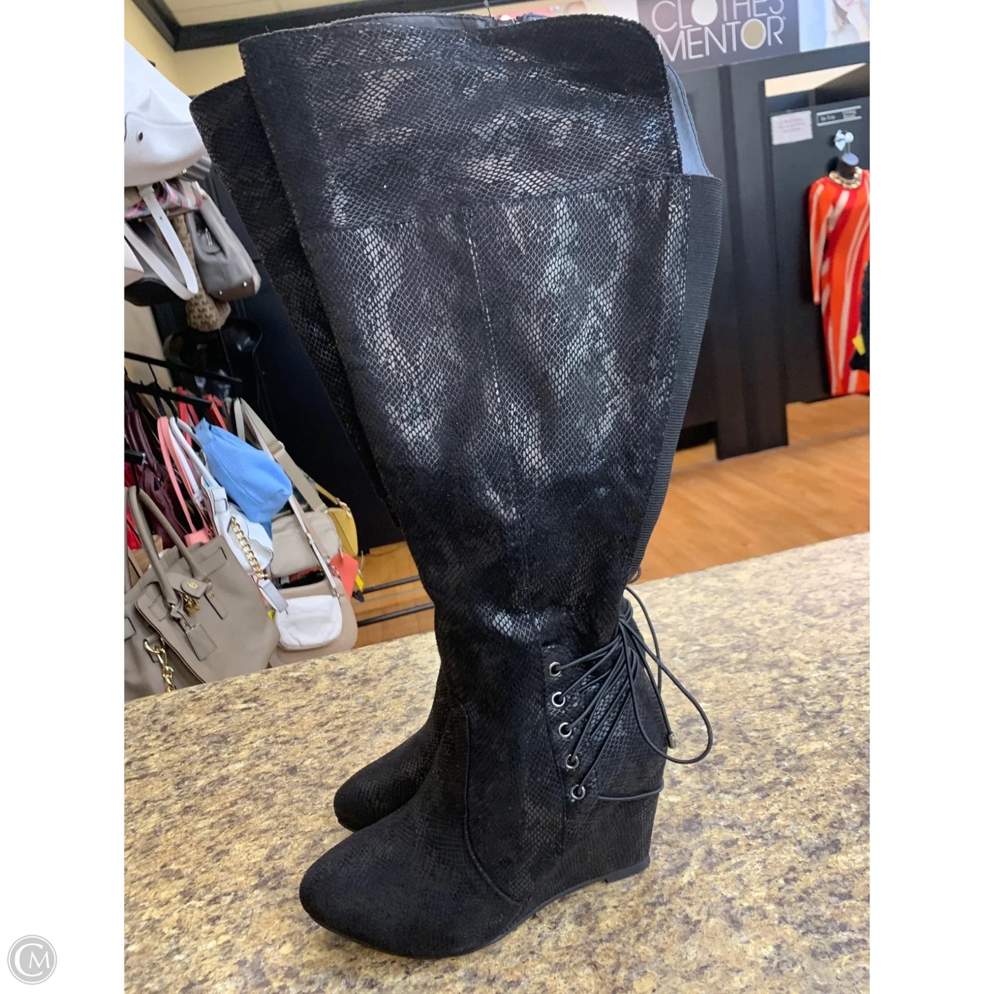 Boots Knee Heels By Ashley Stewart In Black, Size: 8