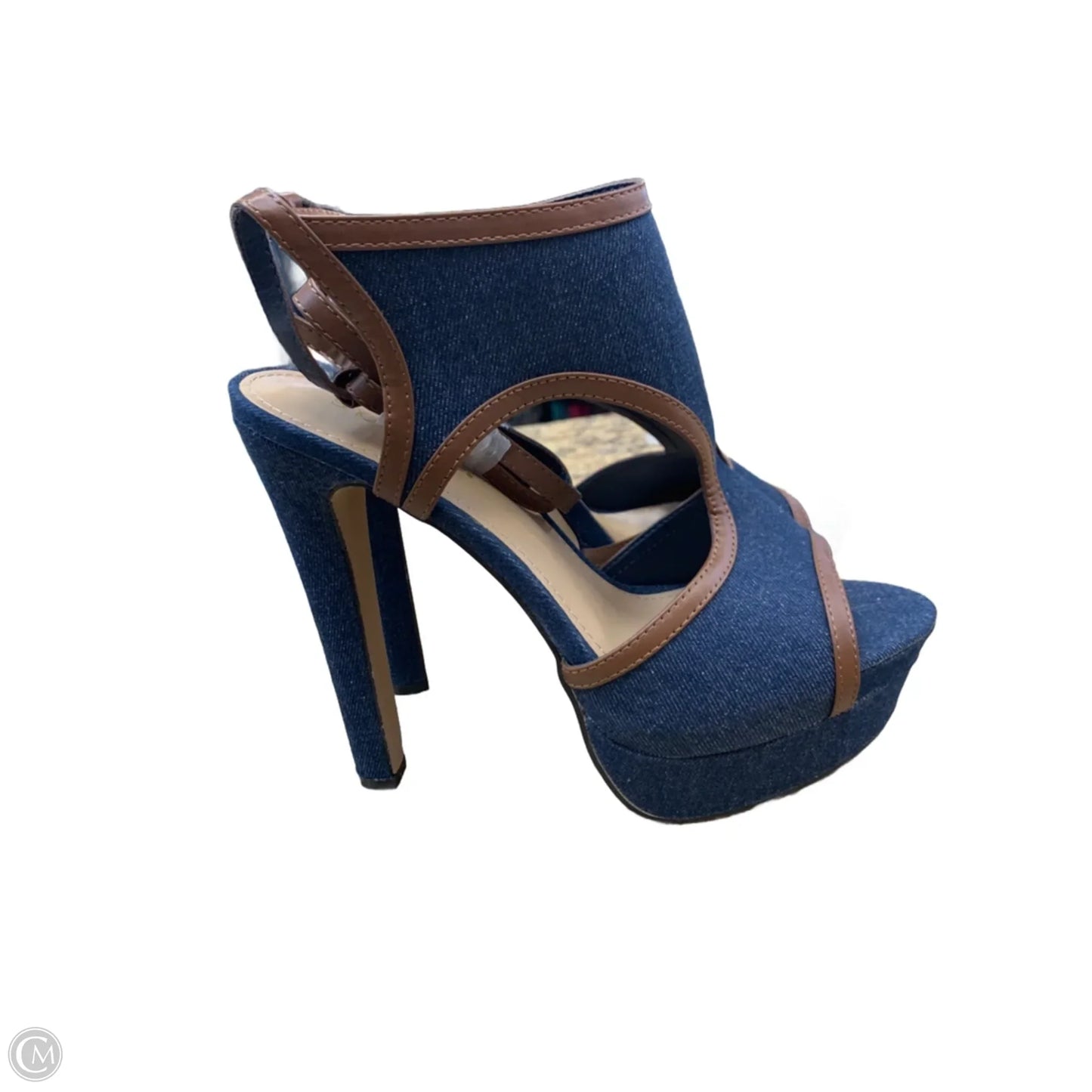 Sandals Heels Platform By Shoedazzle In Blue Denim, Size: 10