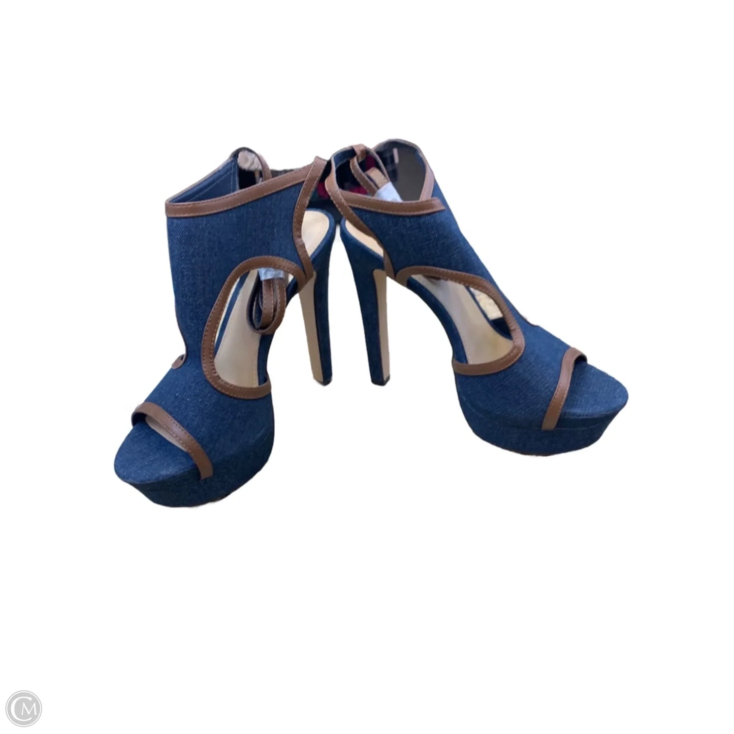 Sandals Heels Platform By Shoedazzle In Blue Denim, Size: 10