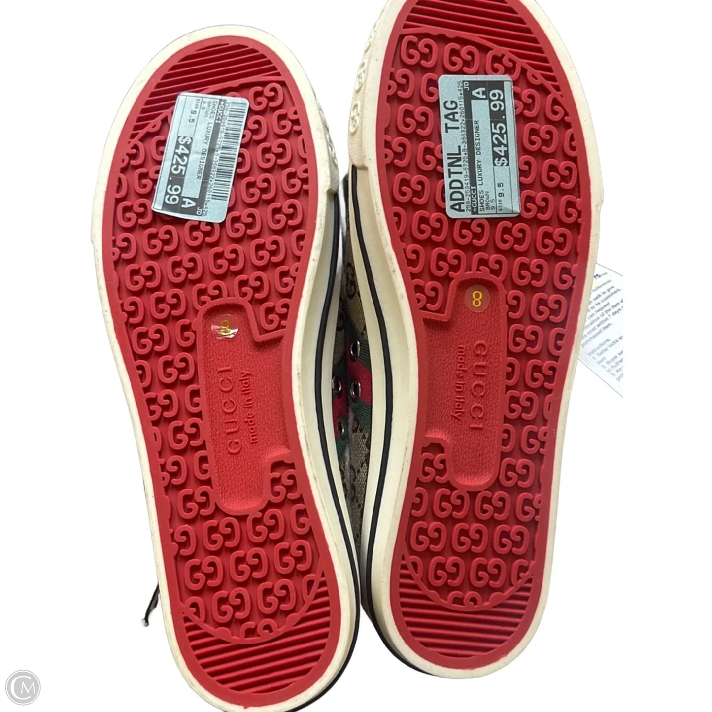 Shoes Luxury Designer By Gucci In Brown, Size: 9.5