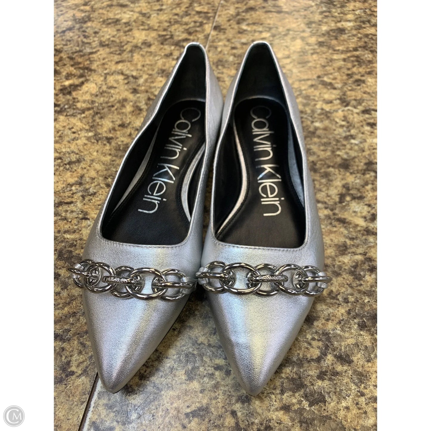 Shoes Flats By Calvin Klein In Silver, Size: 7
