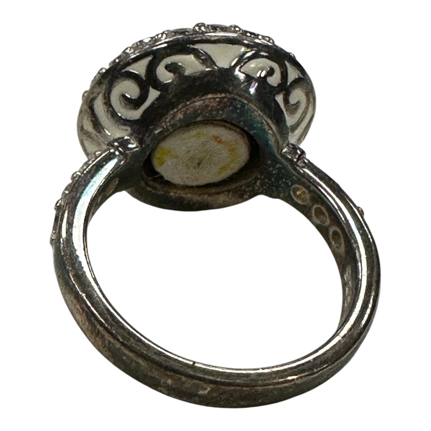 Ring Sterling Silver By Cmb In Green & Silver
