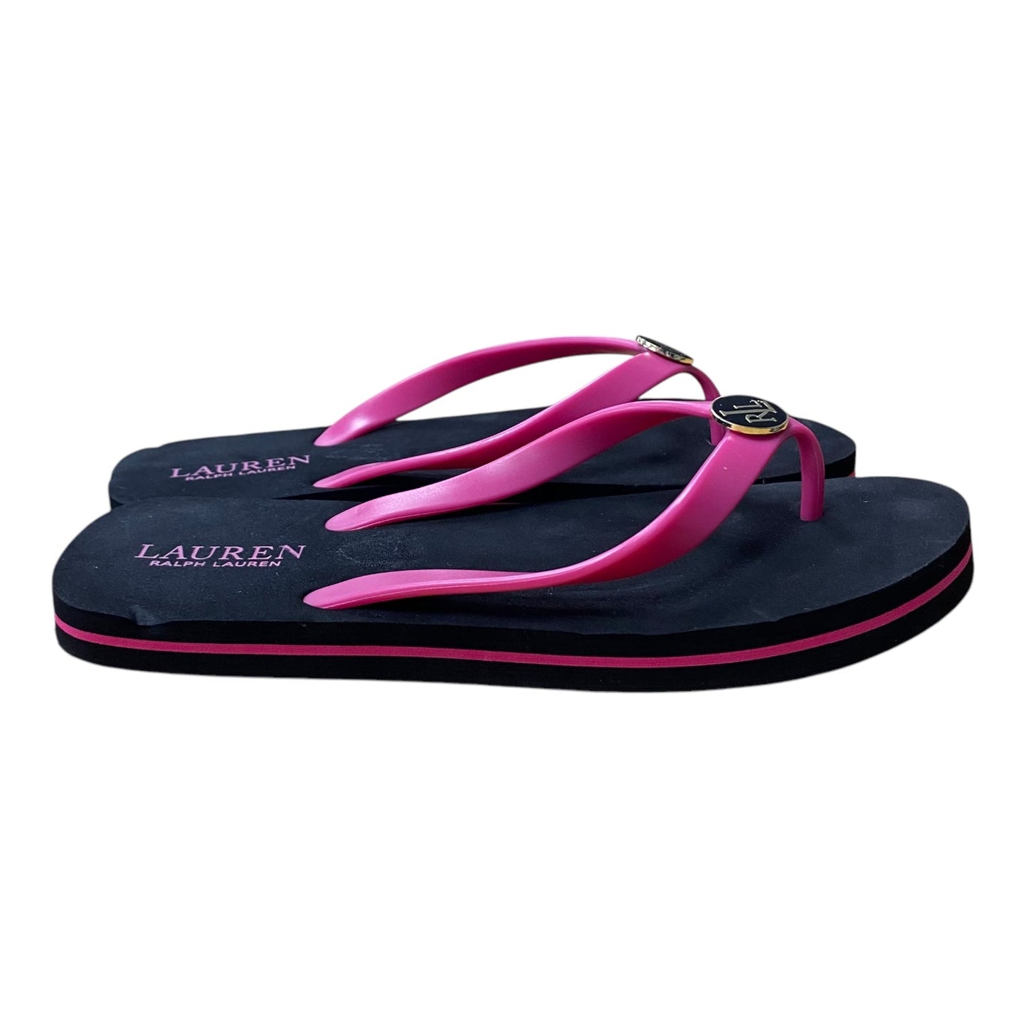 SANDALS FLIP FLOPS by LAUREN BY RALPH LAUREN In BLACK & PINK, Size: 10