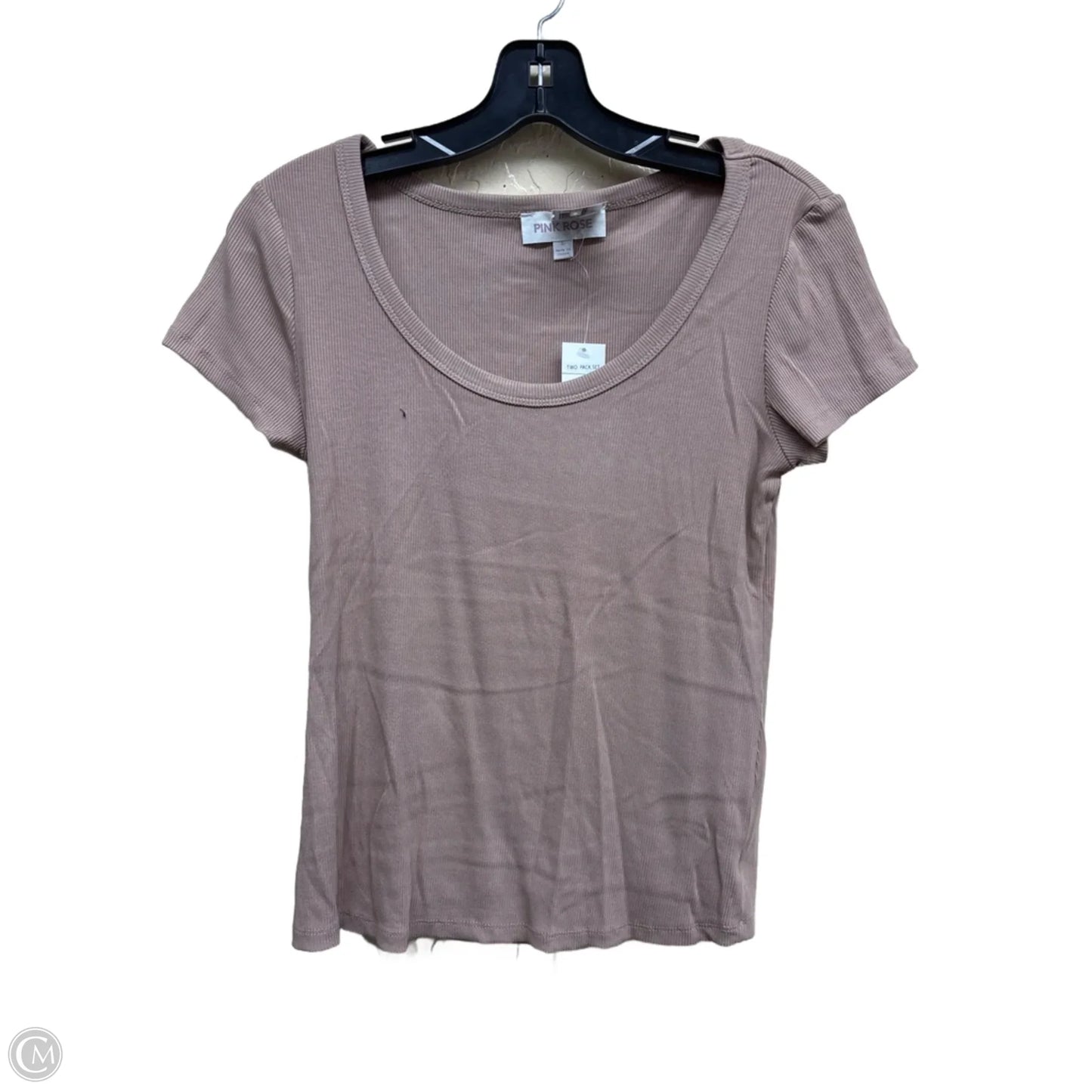 Top Short Sleeve By Pink Rose In Tan, Size: L