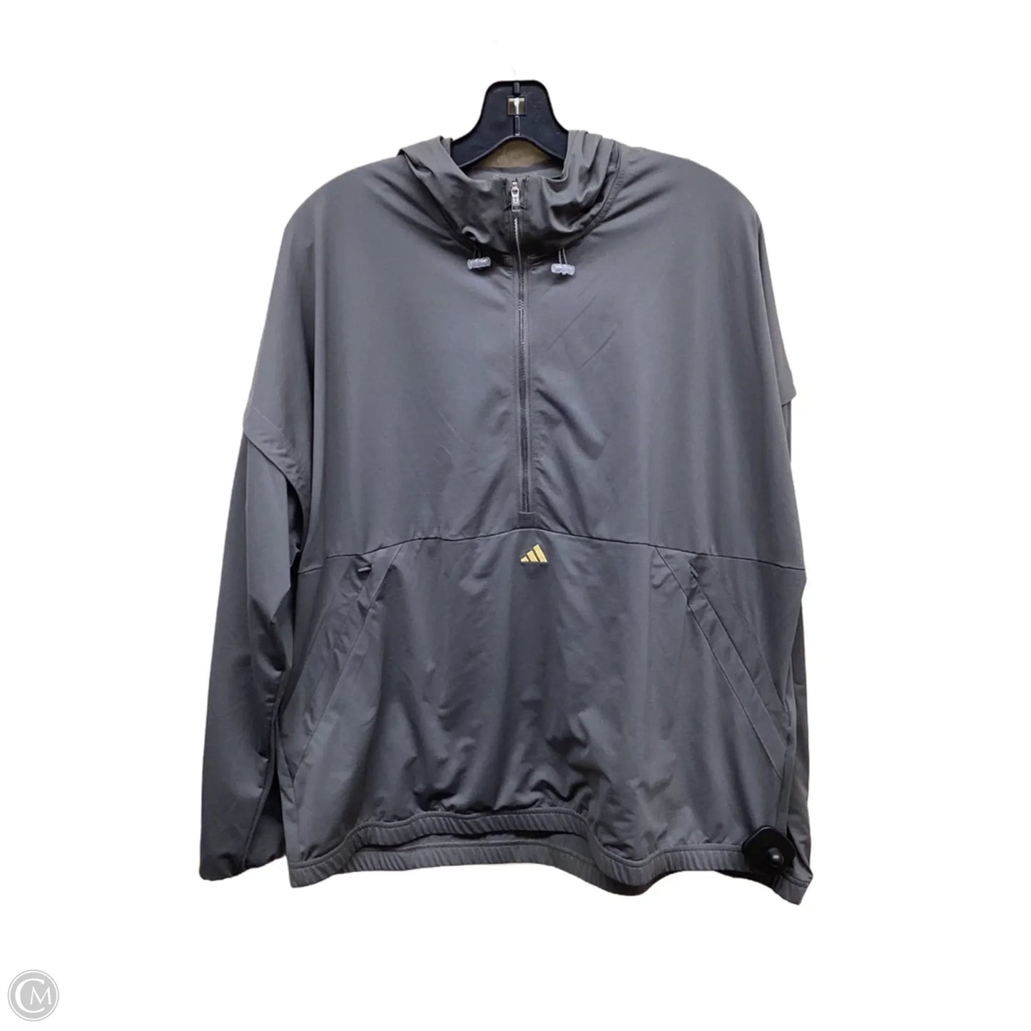 Athletic Top Long Sleeve Hoodie By Adidas In Grey, Size: Xl