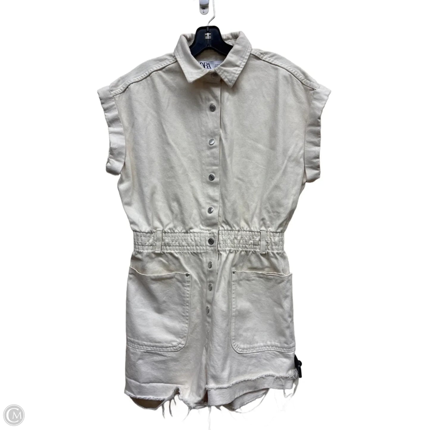 Romper By Zara In Cream Denim, Size: M