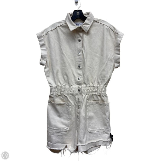 Romper By Zara In Cream Denim, Size: M