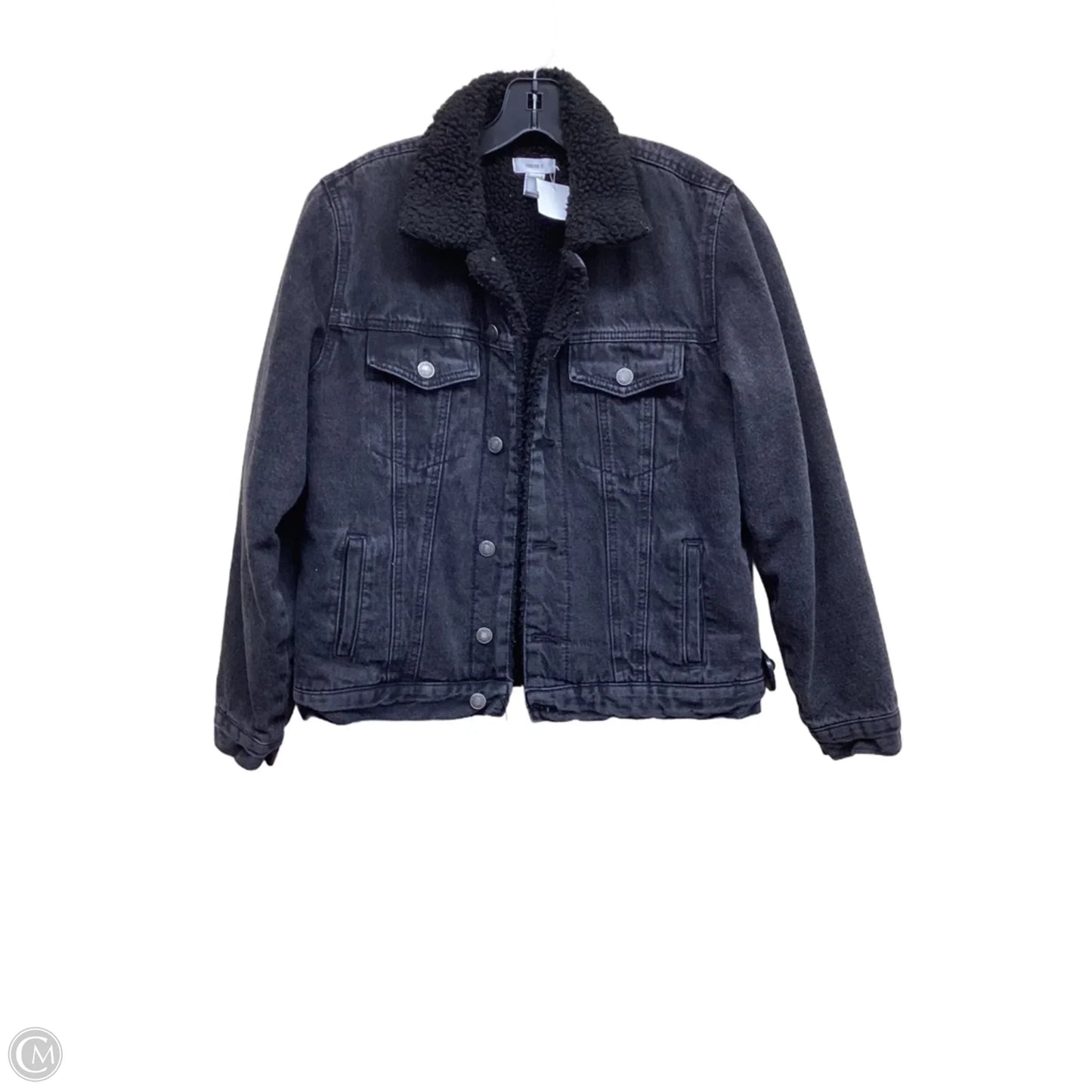 Jacket Denim By Forever 21 In Black Denim, Size: S
