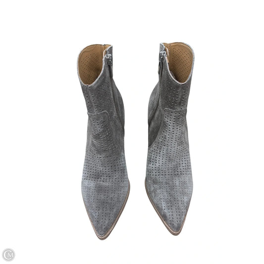 Boots Ankle Heels By Marc Fisher In Grey & Tan, Size: 7