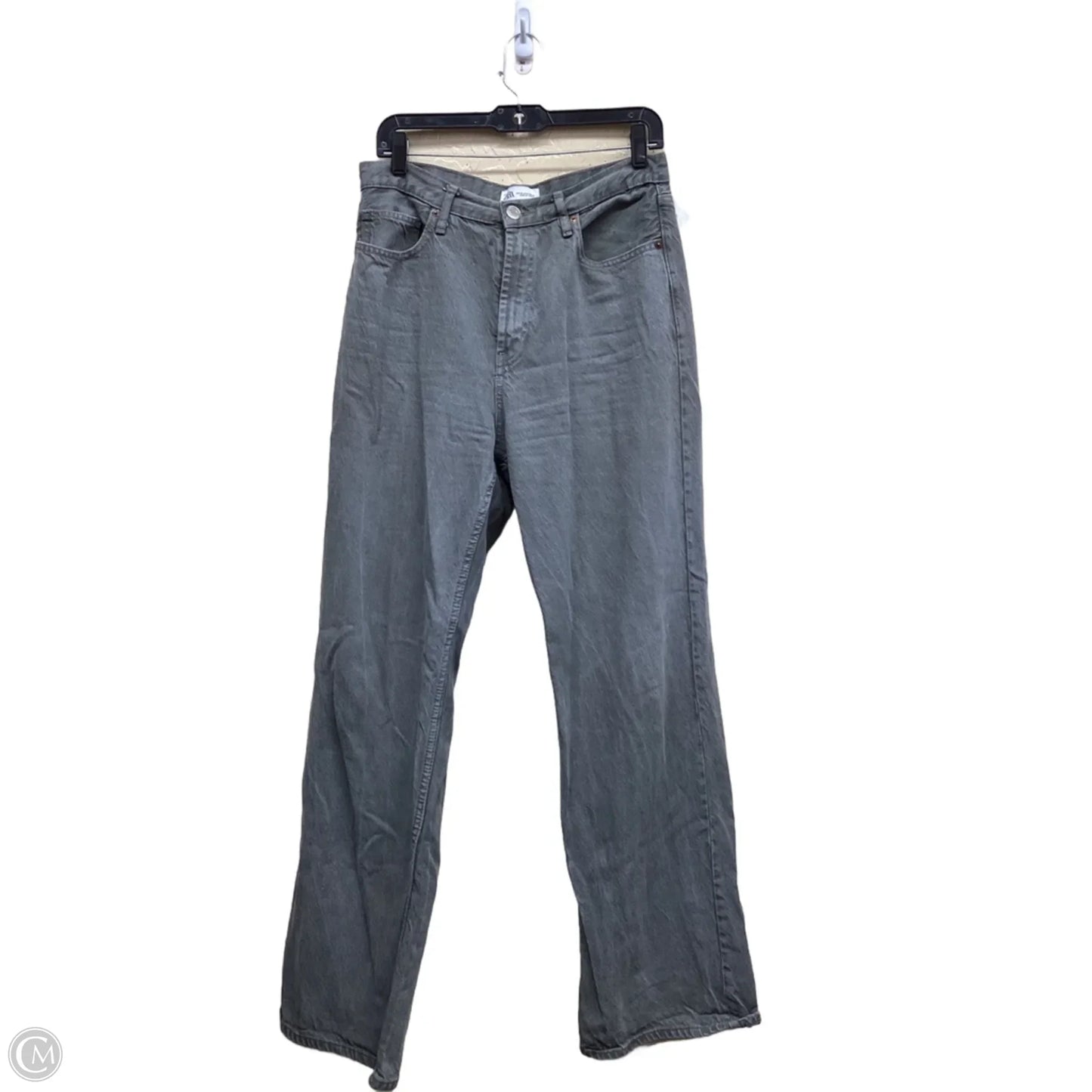 Jeans Straight By Zara In Grey Denim, Size: 8