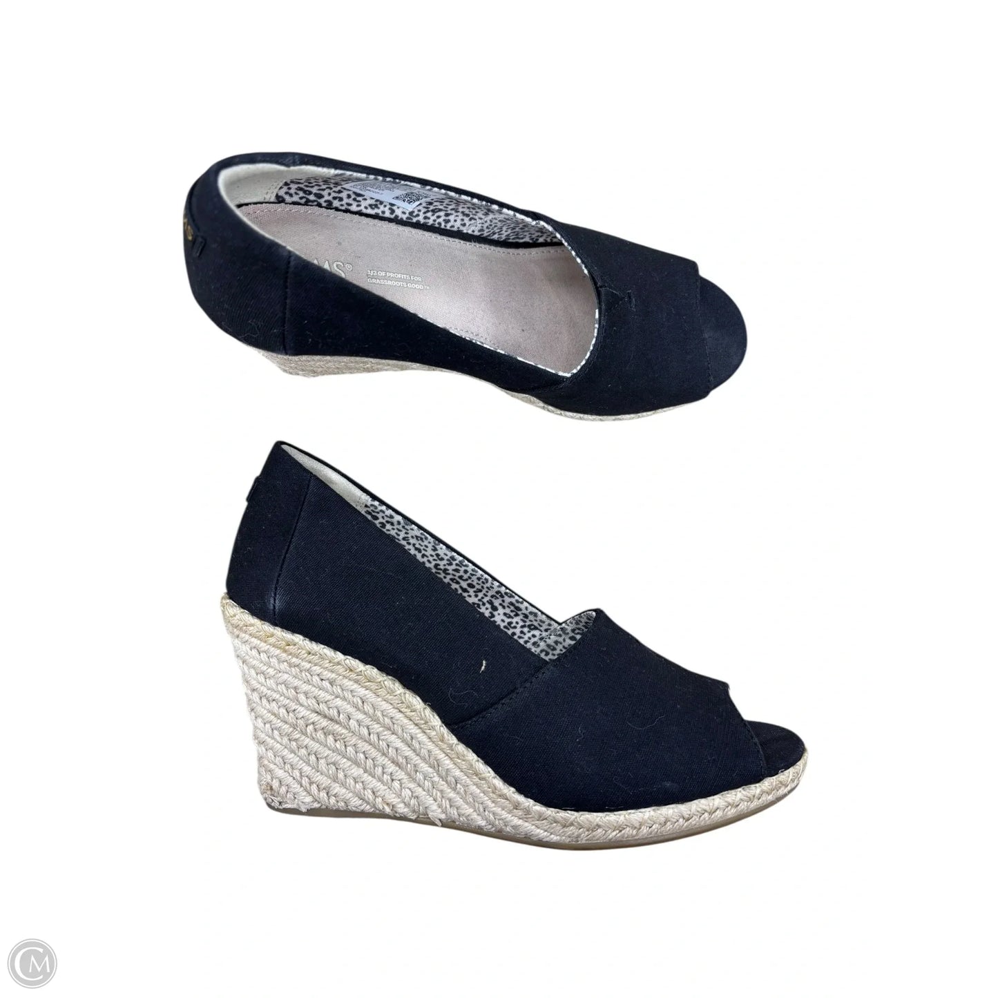 Shoes Heels Wedge By Toms In Black & Tan, Size: 8