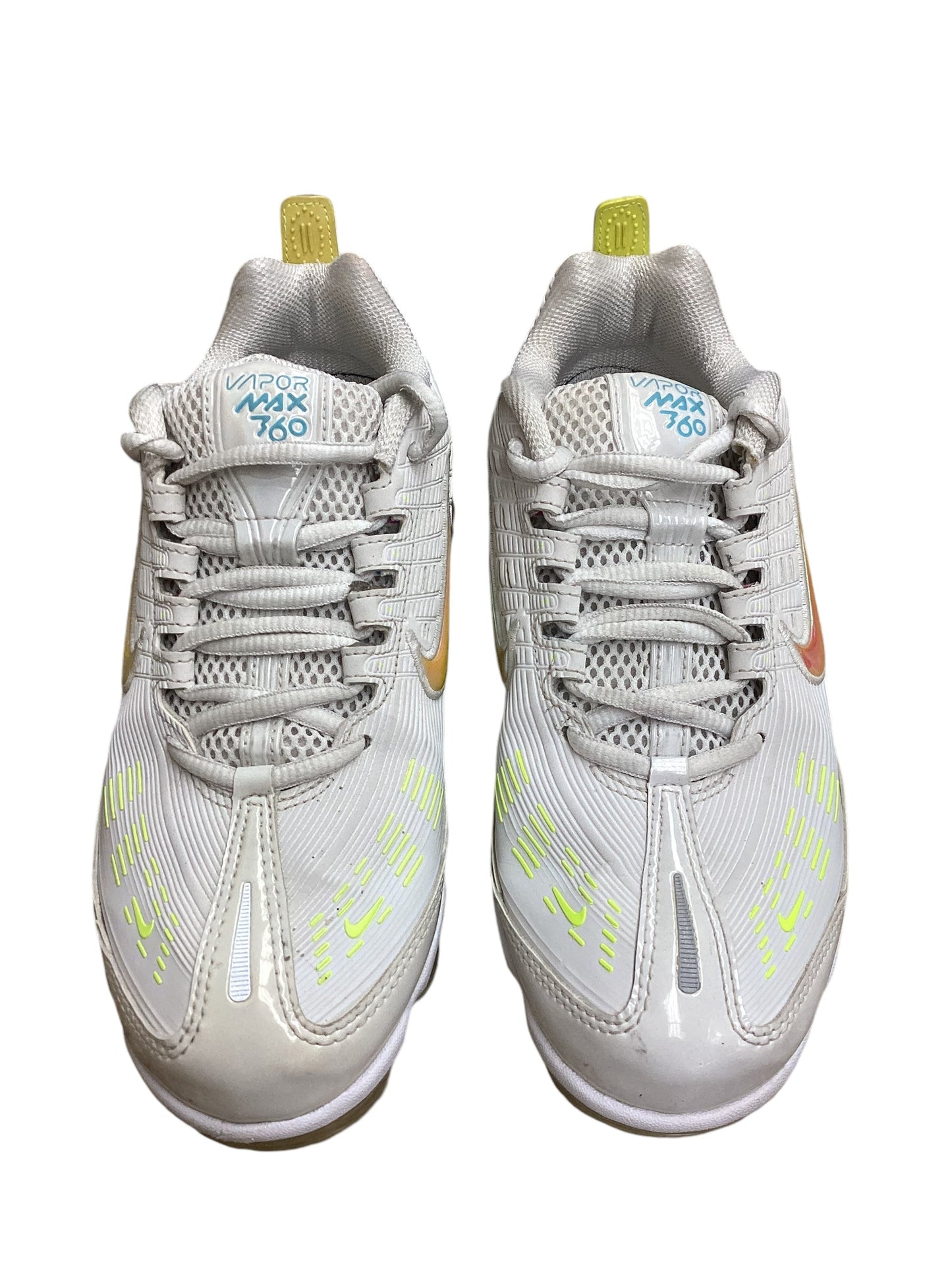 Shoes Athletic By Nike In White & Yellow, Size: 8