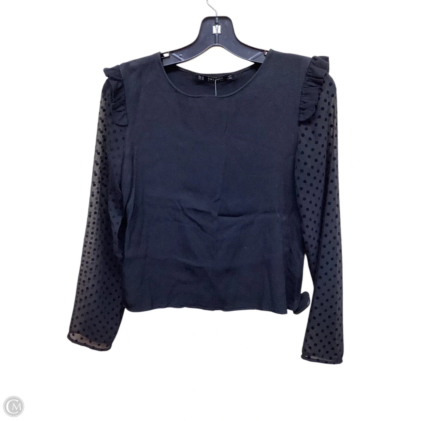 Top Long Sleeve By Zara Basic In Black, Size: Xs