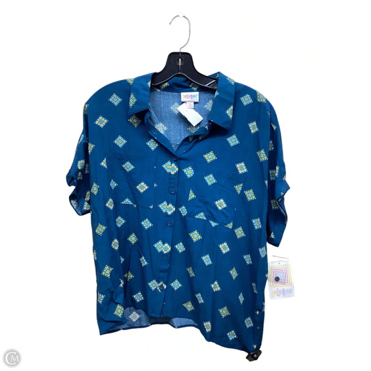 Top Short Sleeve By Lularoe In Blue & Yellow, Size: S