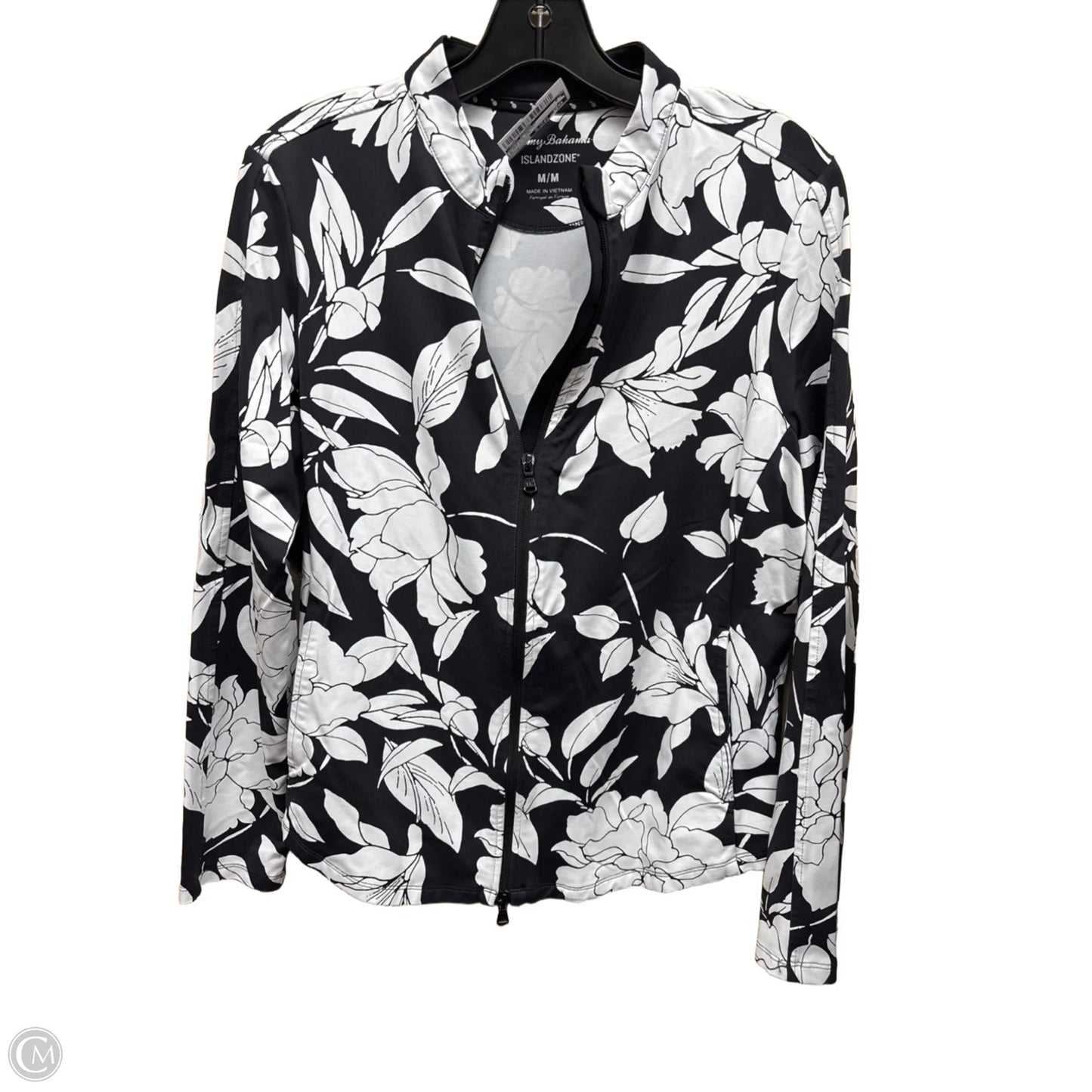 Athletic Jacket By Tommy Bahama In Black & White, Size: M