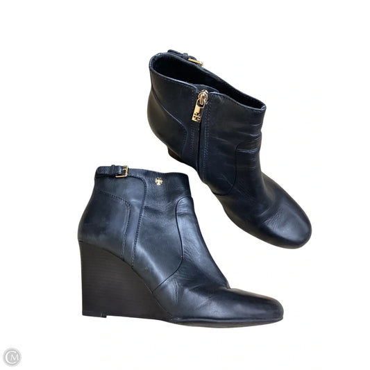 Boots Designer By Tory Burch In Black & Gold, Size: 11