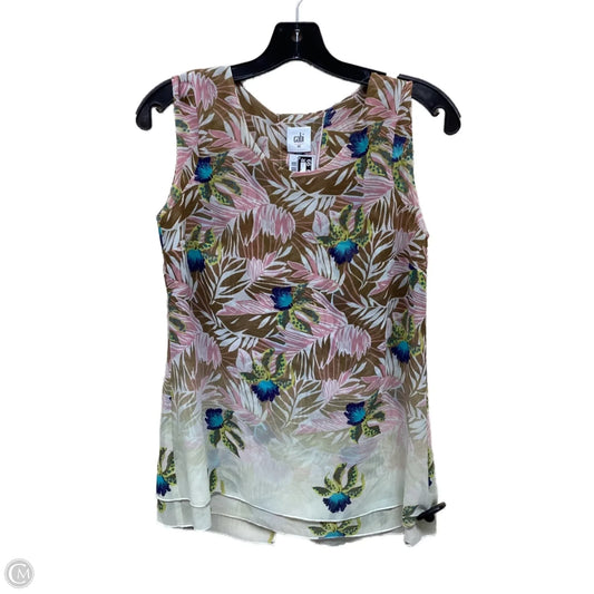 Top Sleeveless By Cabi In Floral Print, Size: Xs