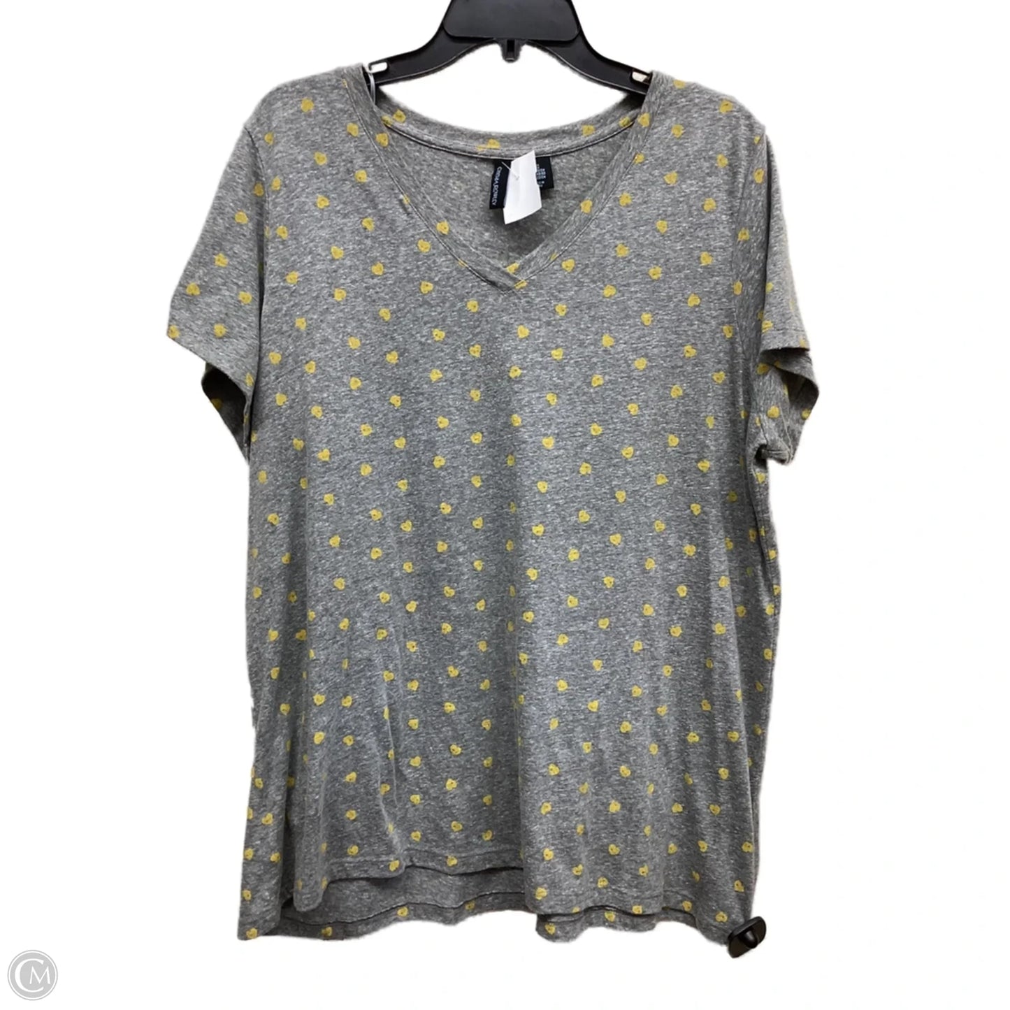 Top Short Sleeve By Cynthia Rowley In Grey & Yellow, Size: 2x