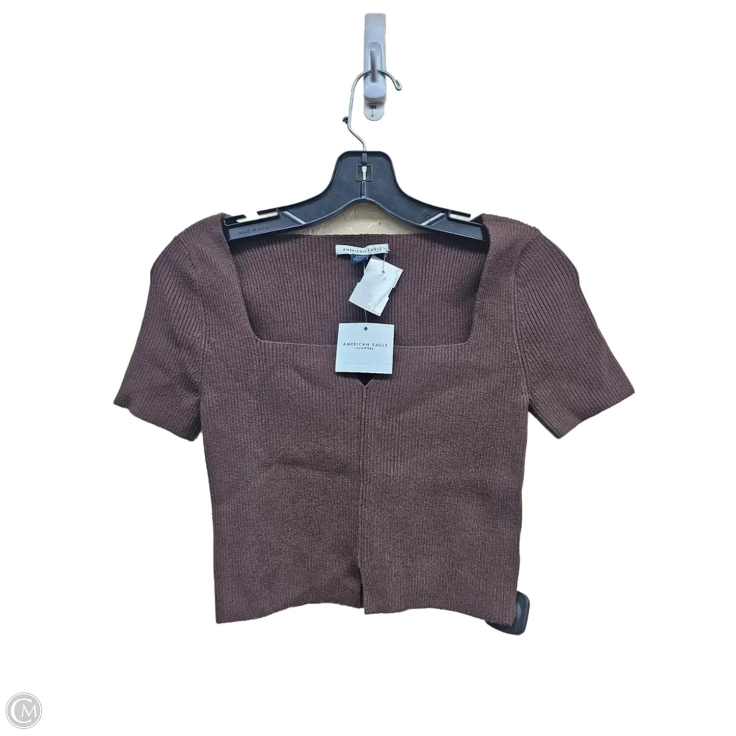 Top Short Sleeve By American Eagle In Brown, Size: M