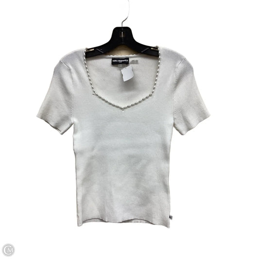 Top Short Sleeve Designer By Karl Lagerfeld In White, Size: S