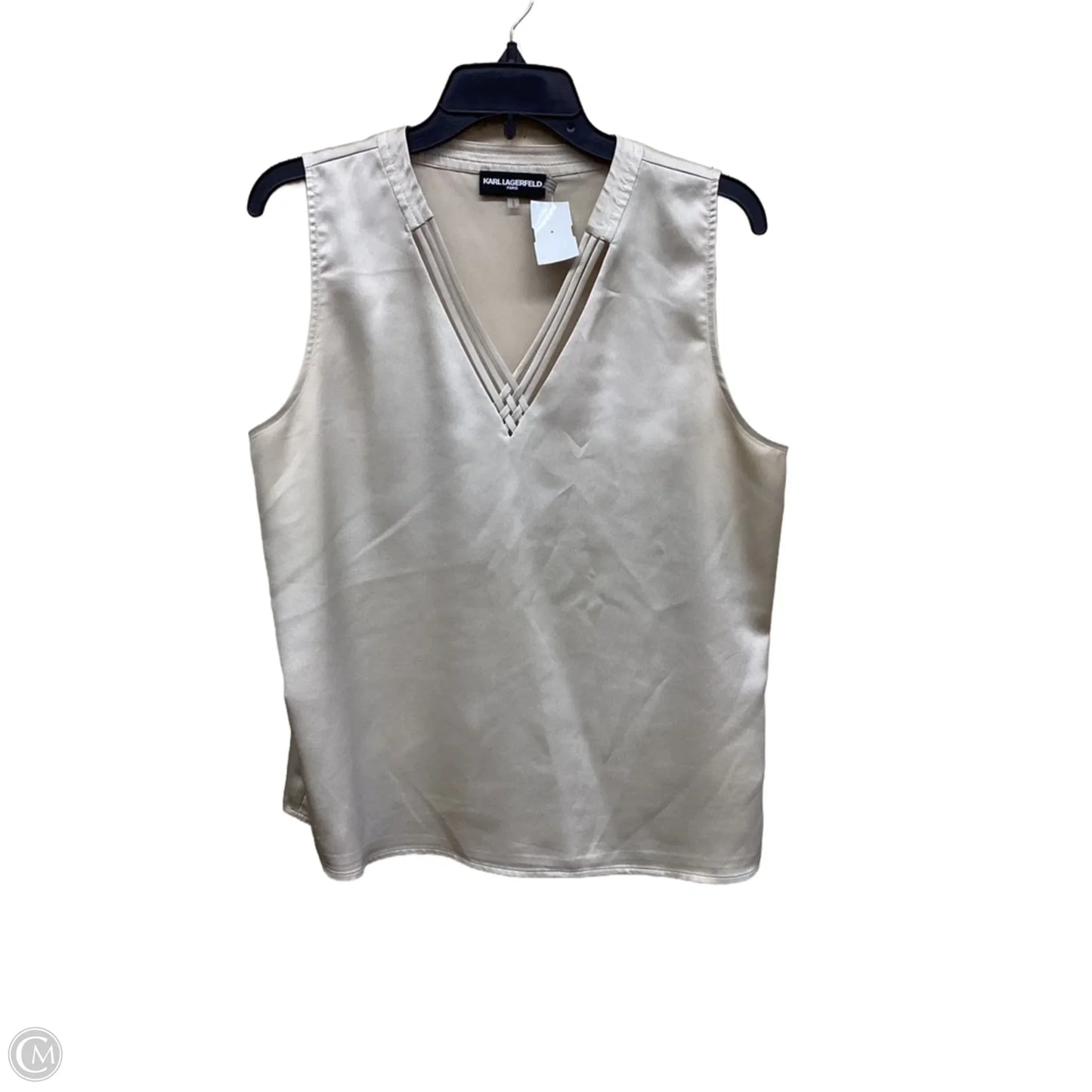 Top Sleeveless Designer By Karl Lagerfeld In Gold, Size: L