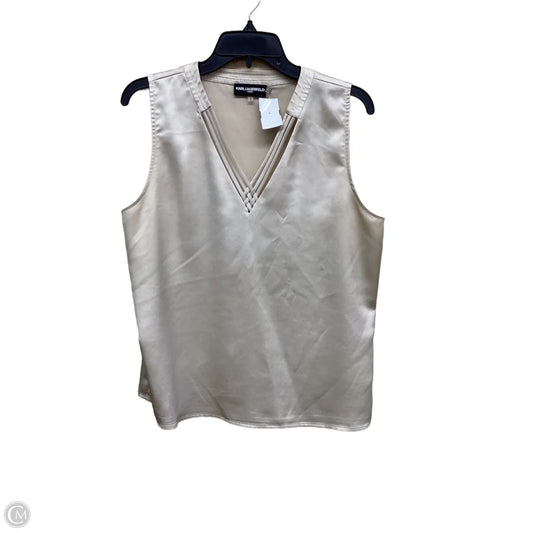 Top Sleeveless Designer By Karl Lagerfeld In Gold, Size: L