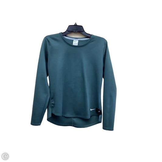 Athletic Top Long Sleeve Collar By Nike In Green, Size: S