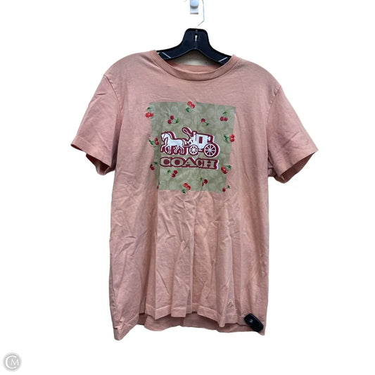 Top Short Sleeve Designer By Coach In Peach, Size: L