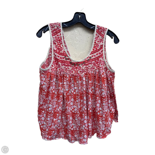 Top Sleeveless By Free People In Red & Tan, Size: M