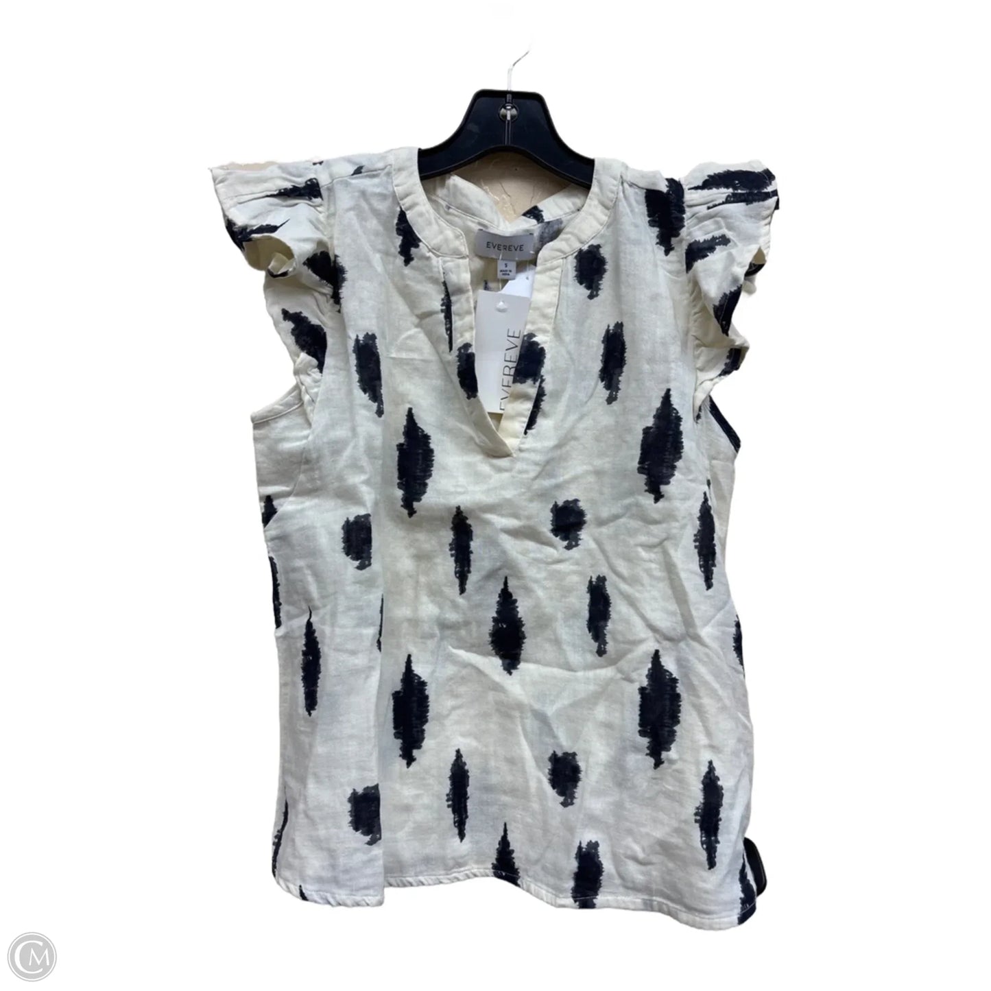 Top Sleeveless By Evereve In Black & Cream, Size: S