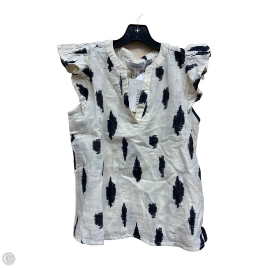 Top Sleeveless By Evereve In Black & Cream, Size: S