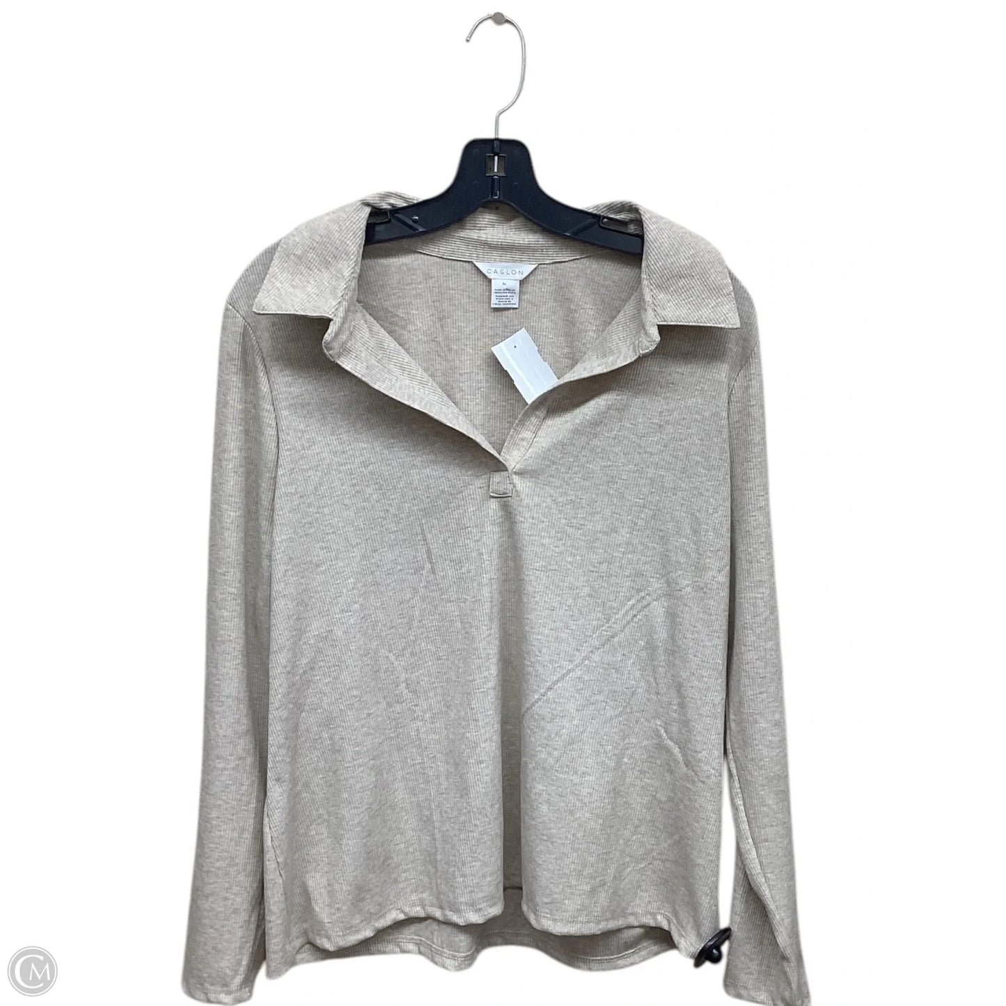 Top Long Sleeve By Caslon In Tan, Size: Xl