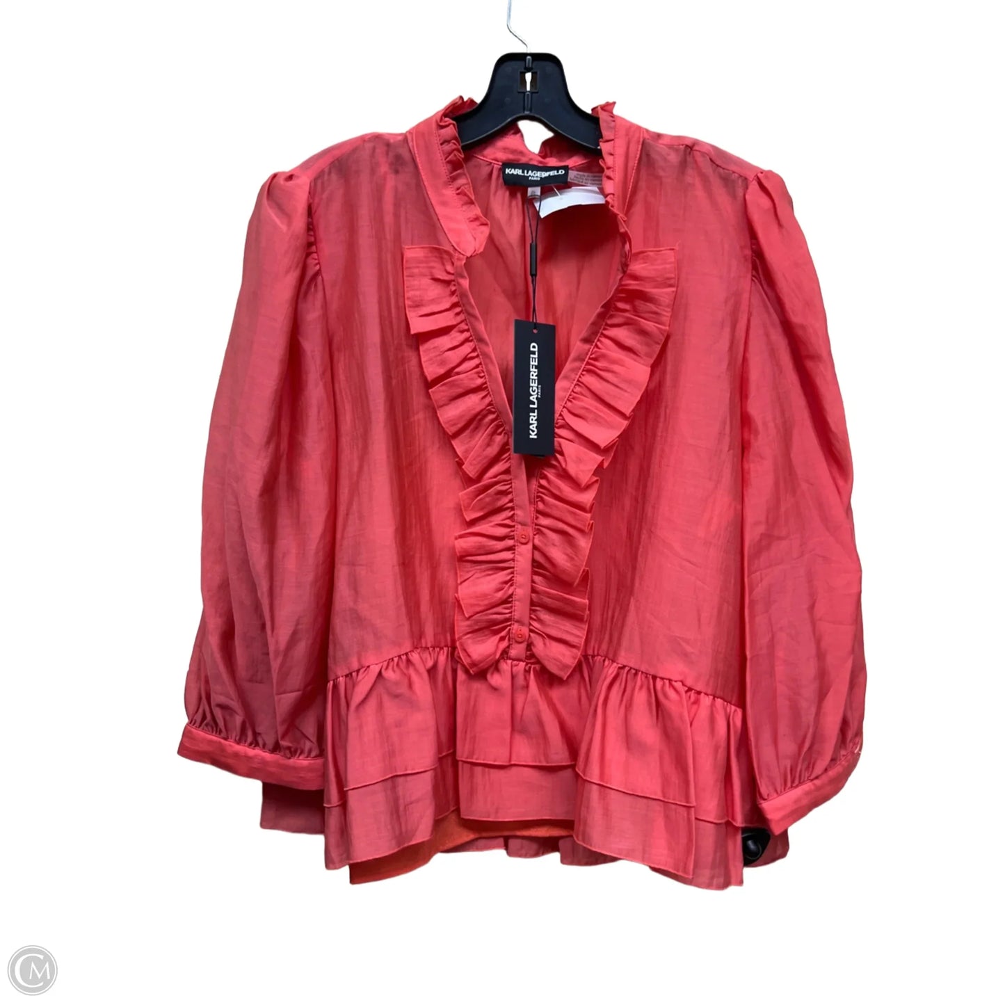 Top Long Sleeve Designer By Karl Lagerfeld In Pink, Size: Xl