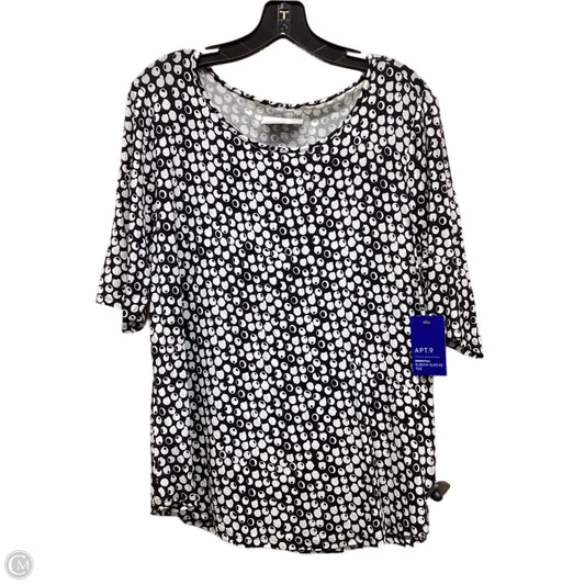 Top Short Sleeve By Apt 9 In Black & White, Size: L