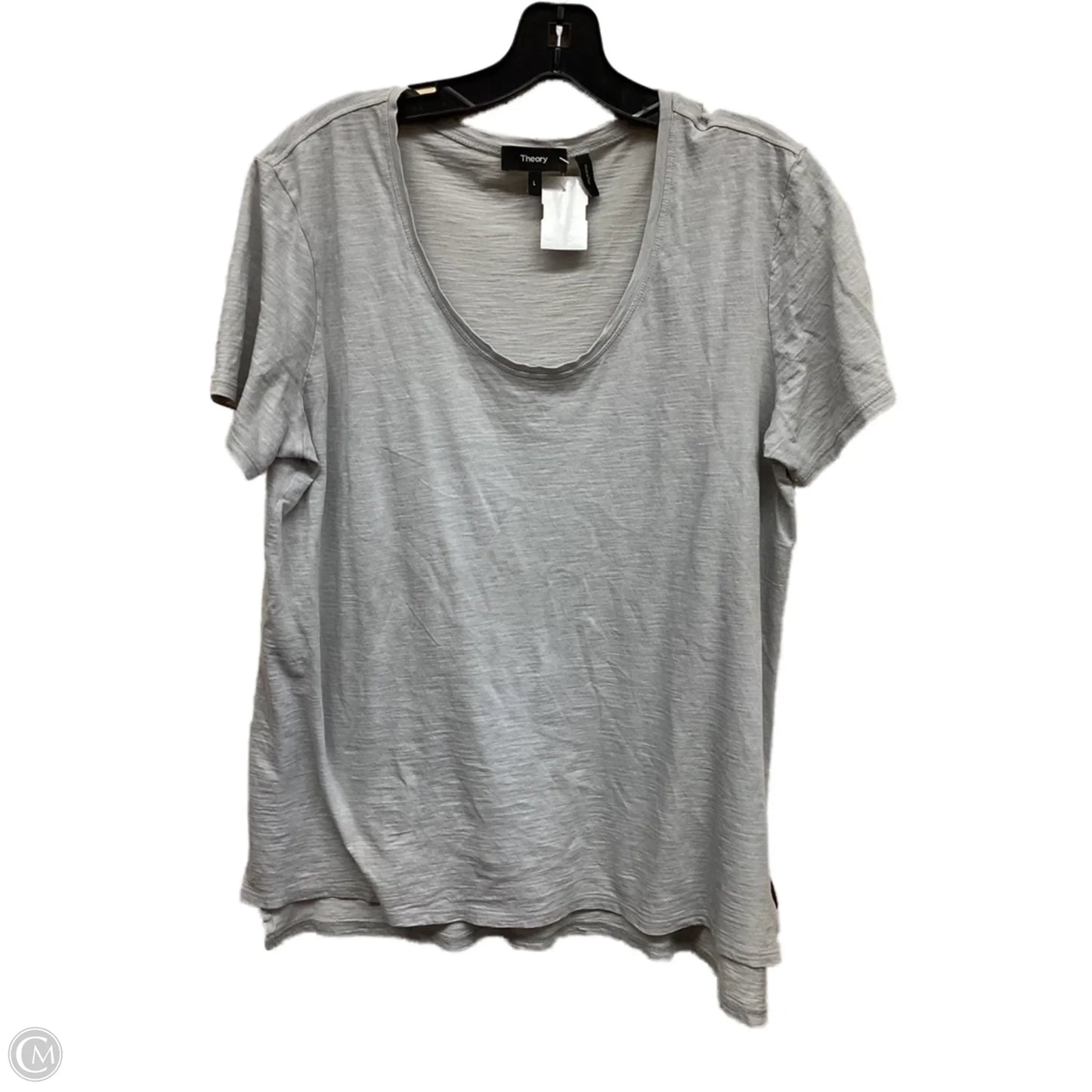 Top Short Sleeve By Theory In Grey, Size: L