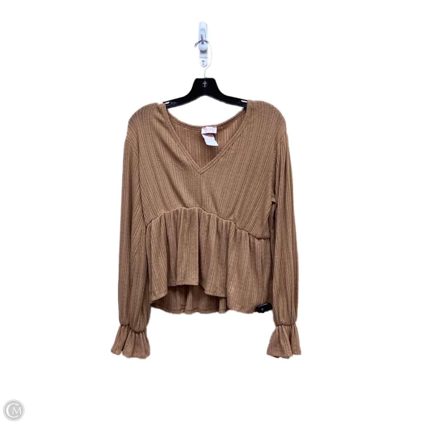 Top Long Sleeve By Pink Lily In Brown, Size: L
