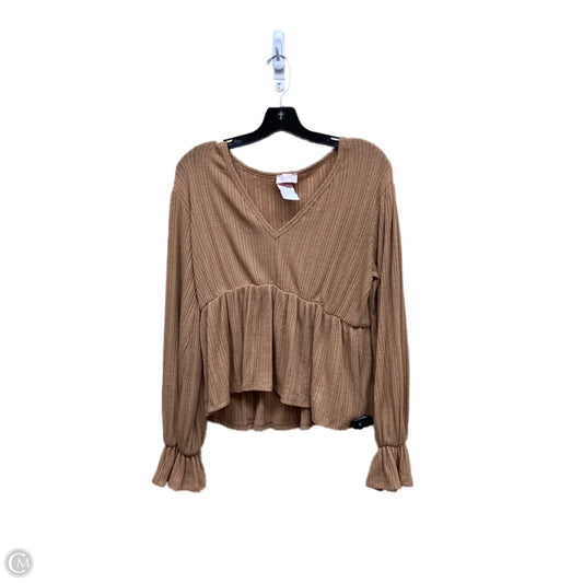 Top Long Sleeve By Pink Lily In Brown, Size: L