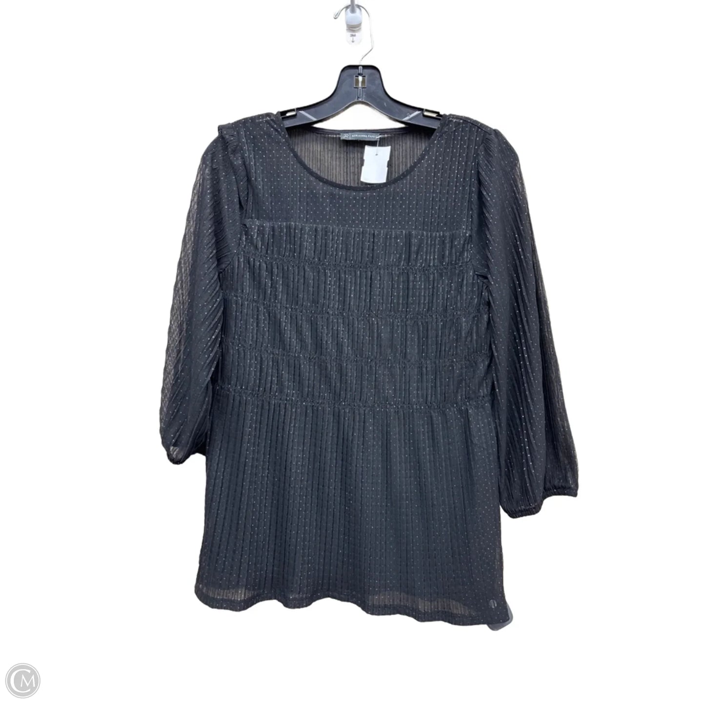 Top Long Sleeve By Adrianna Papell In Black & Gold