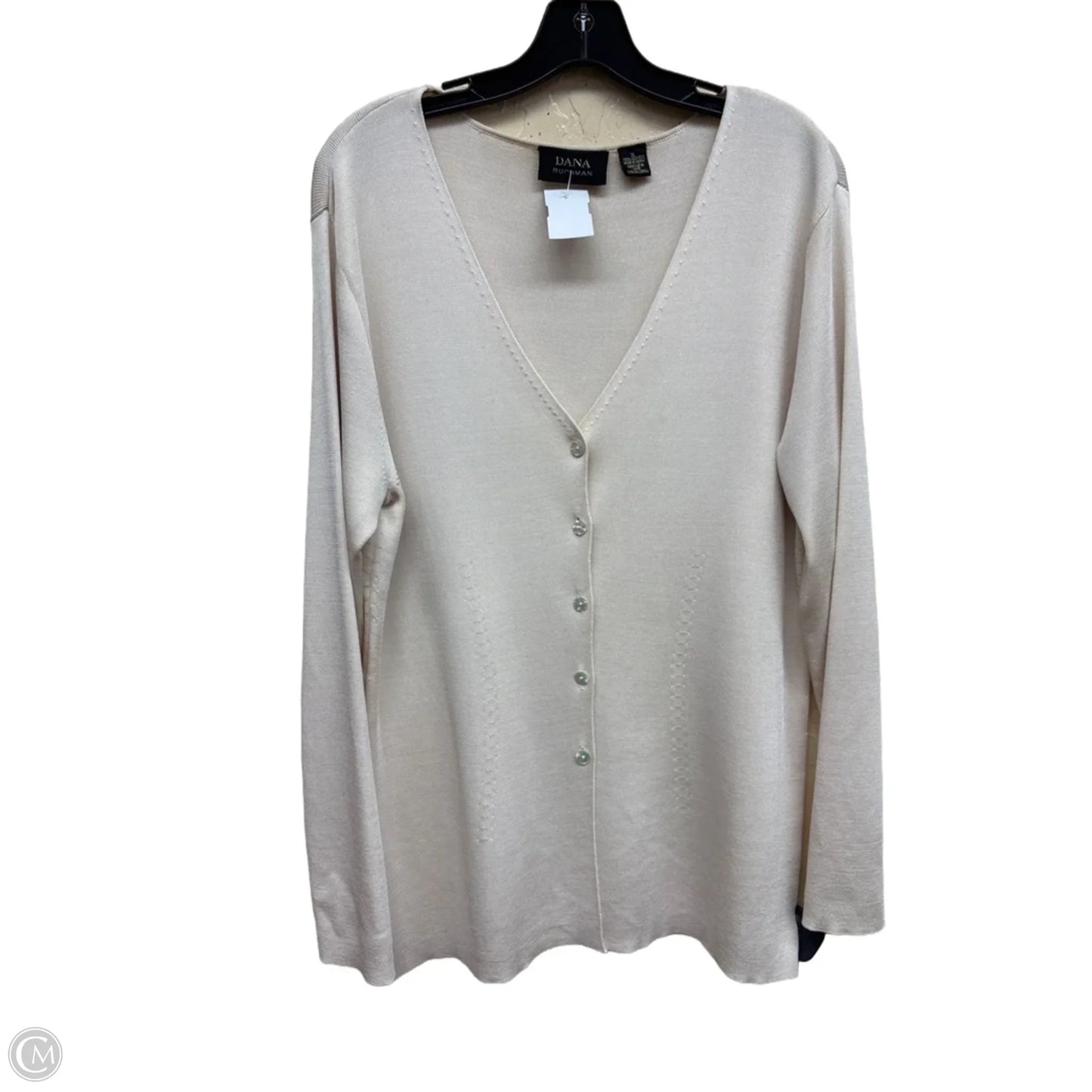 Cardigan By Dana Buchman In Beige, Size: Xl