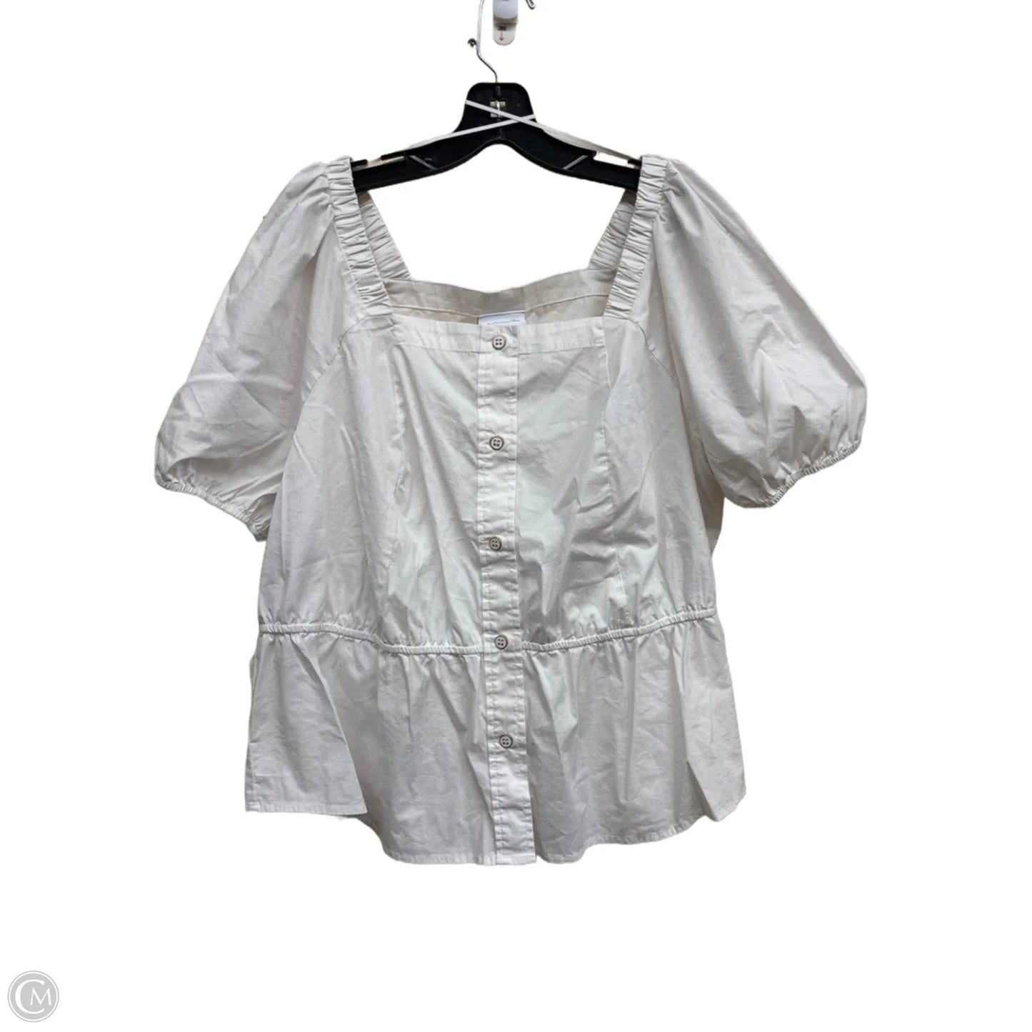 Top Short Sleeve By Liz Claiborne In White, Size: 1x
