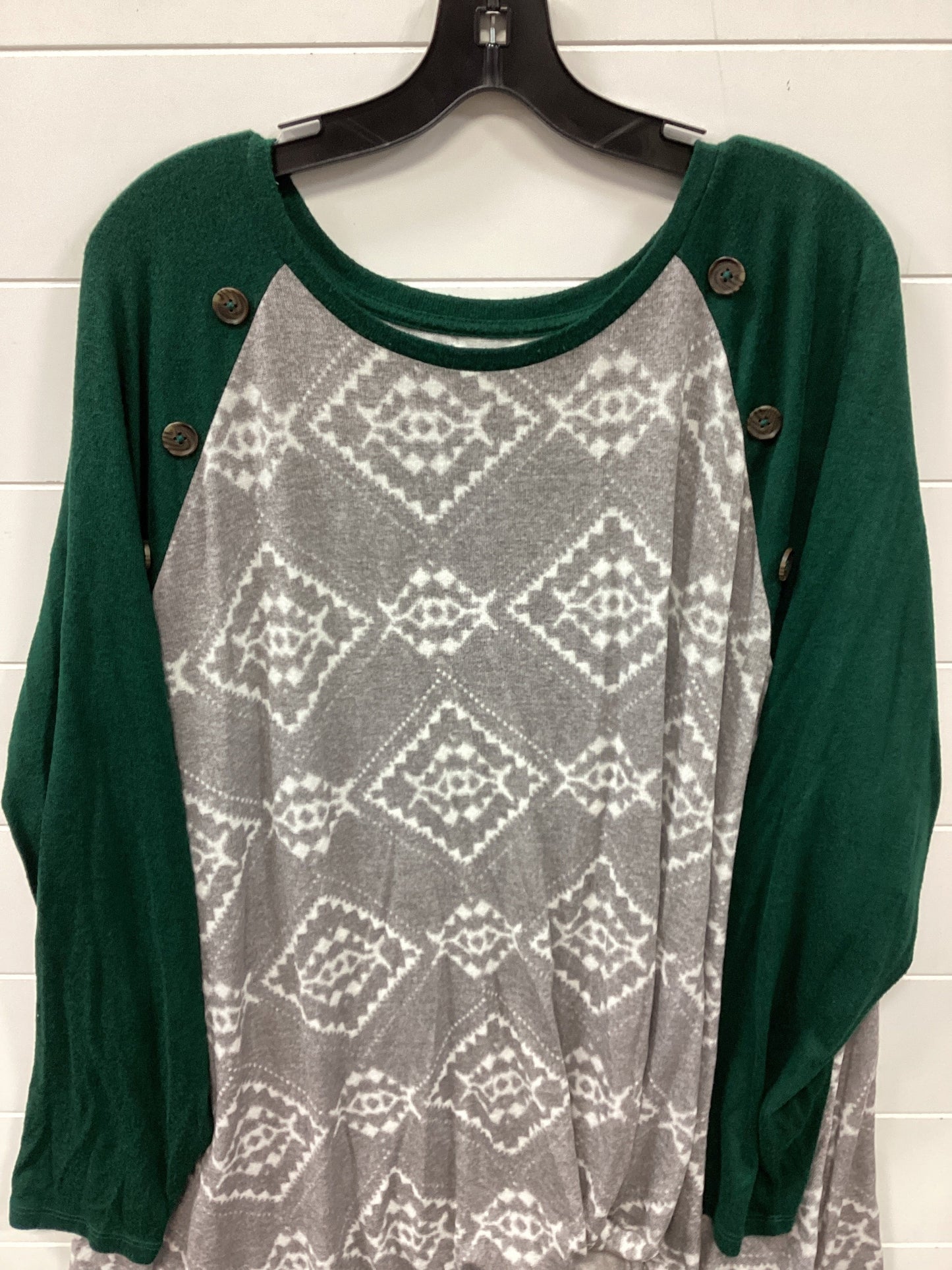 Top Ls By Maurices In Green & Grey, Size:4X