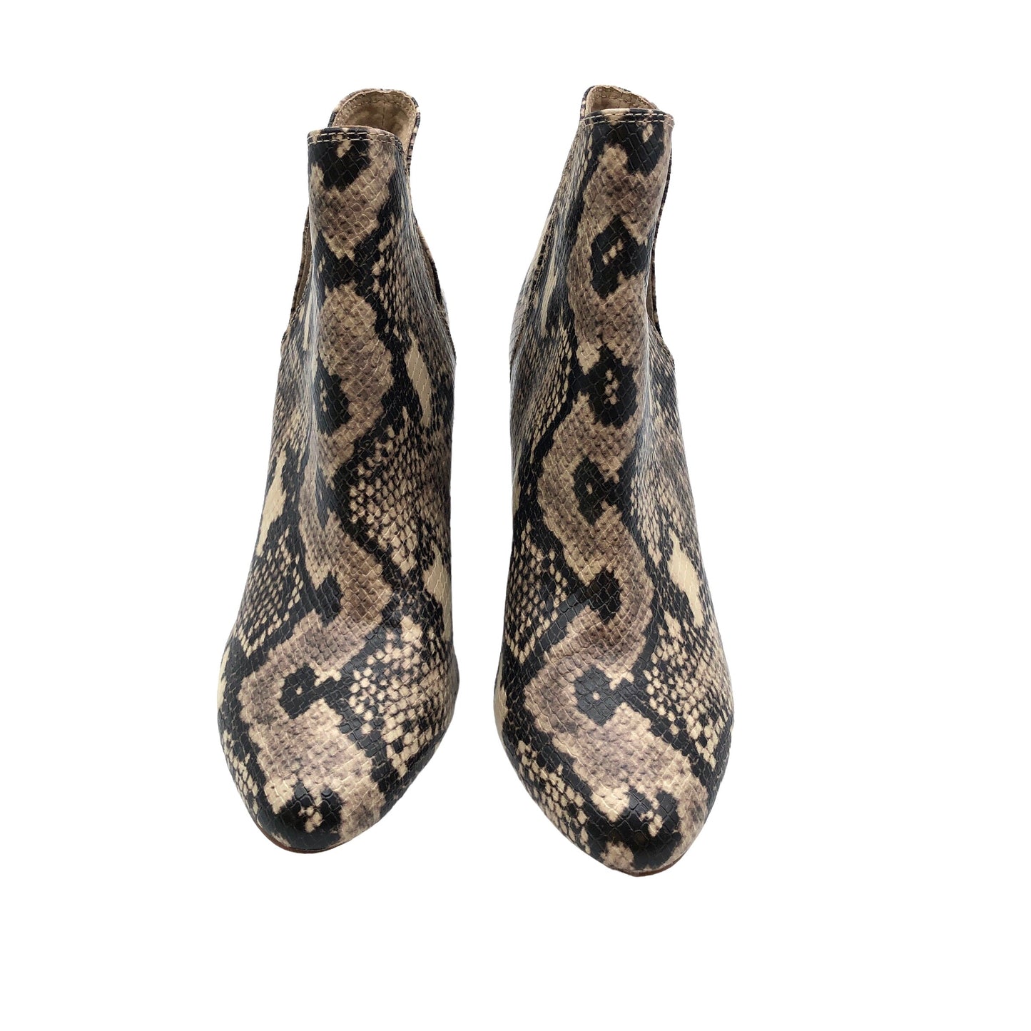 Snakeskin Print Boots Ankle Heels Steve Madden, Size 7.5