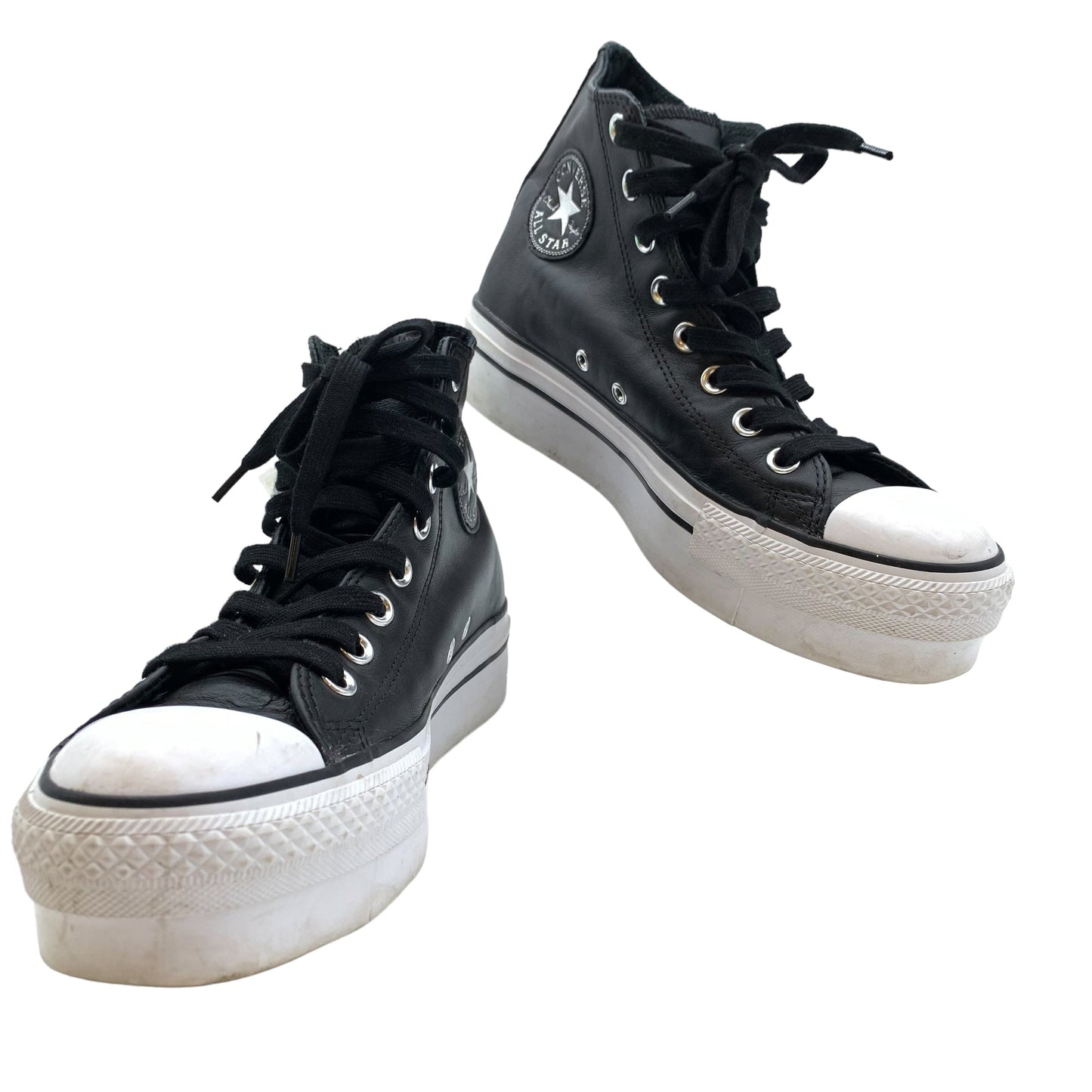 Black & Grey Shoes Sneakers Platform Converse, Size 8.5