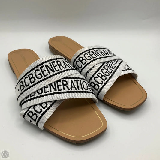 Sandals Flats By Bcbg In White Black, Size: 10