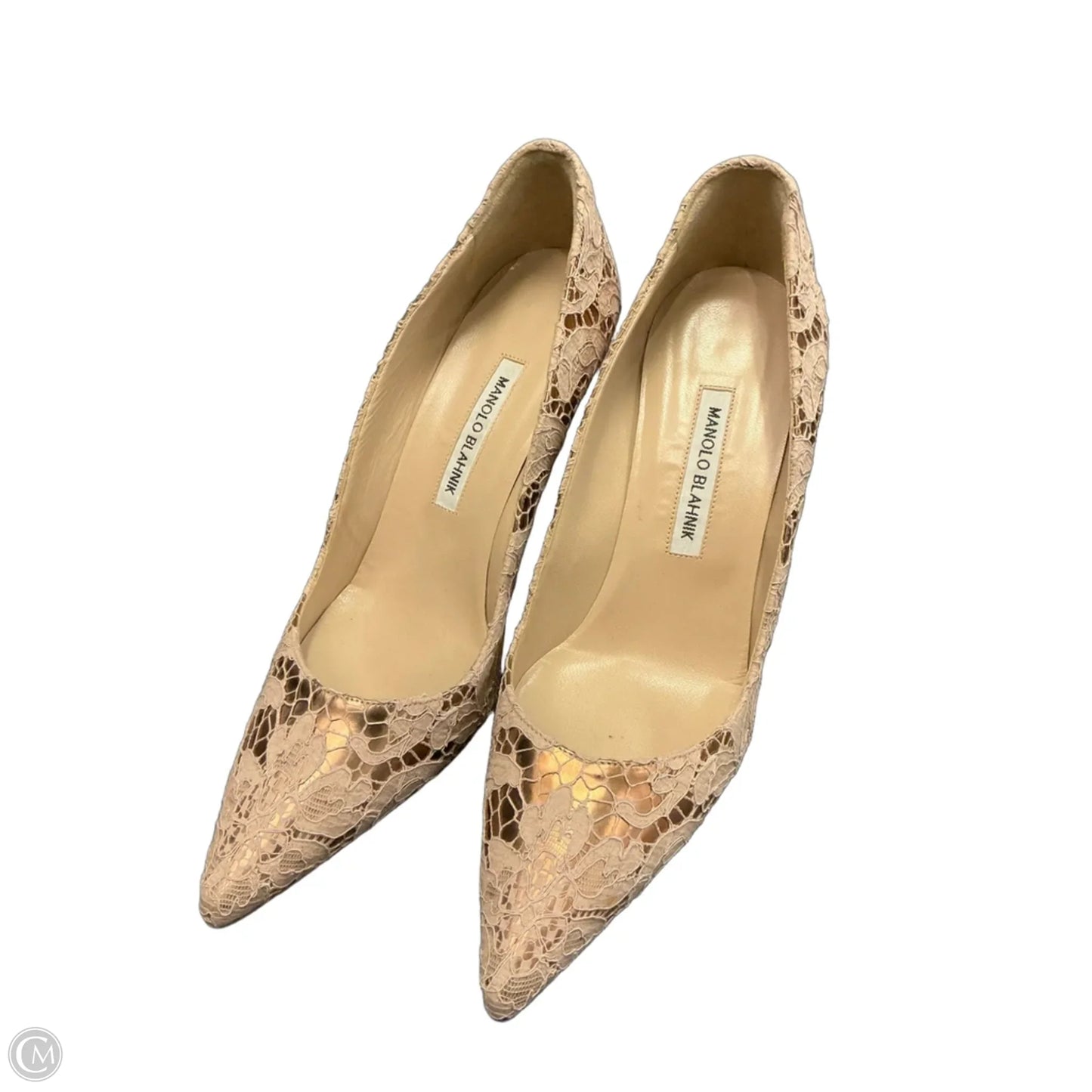 Shoes Luxury Designer By Manolo Blahnik In Peach, Size: 9.5
