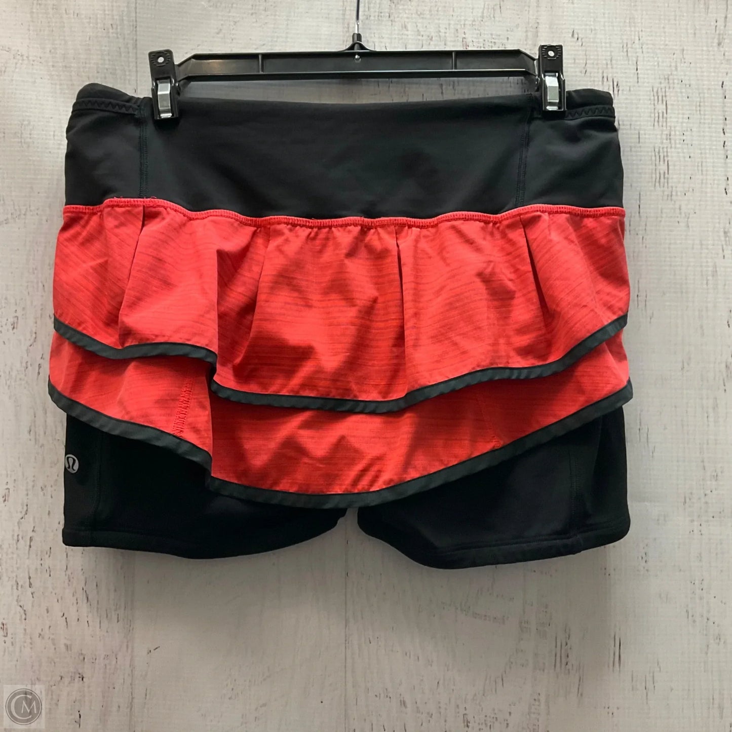 Athletic Shorts By Lululemon In Black & Orange, Size: 6