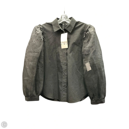 Top Long Sleeve By Zara In Black, Size: S